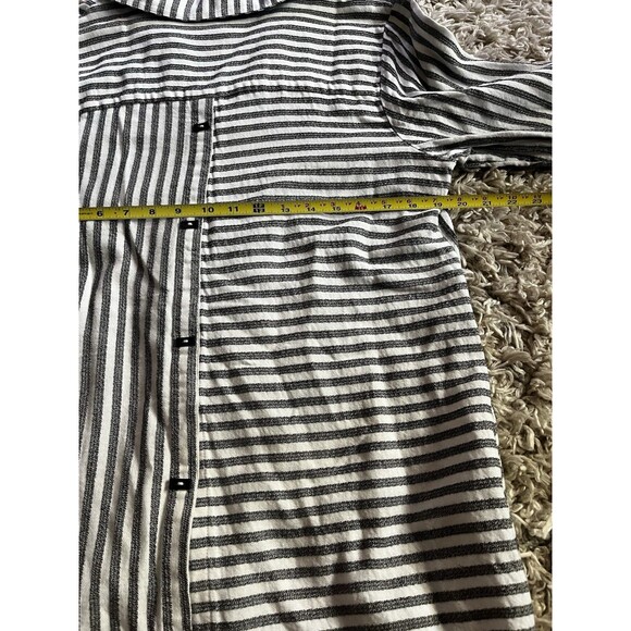 Soft Surroundings Asymmetrical Button Down Tunic Top Large Striped Laggenlook - Picture 6 of 12